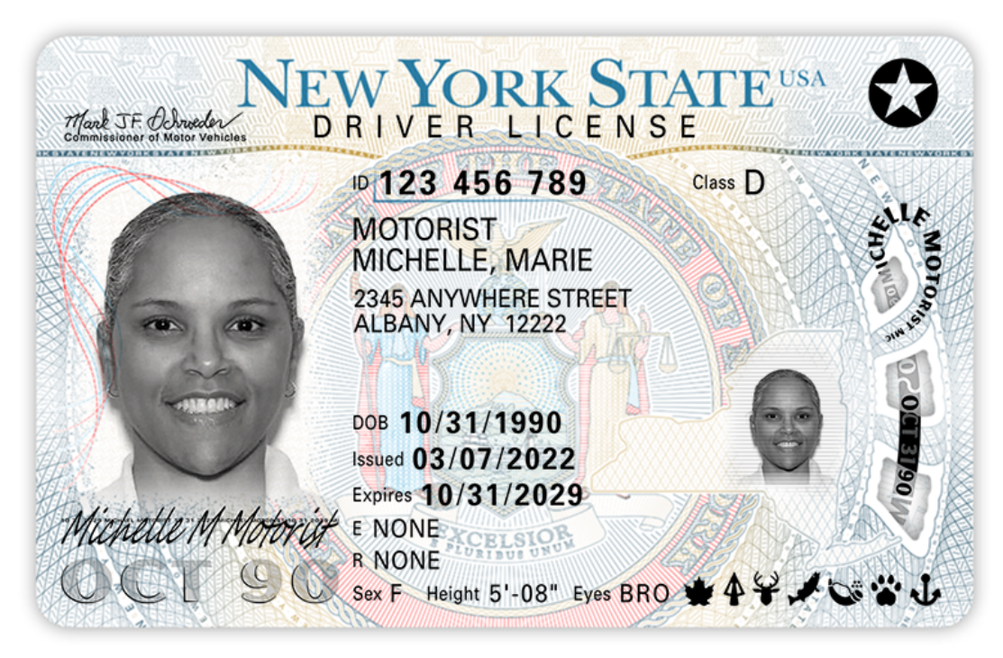 The anchor symbol on the lower right of this New York State Adventure License lets law enforcement know you’ve met the requirements for Brianna’s Law. (Credit: New York State DMV)